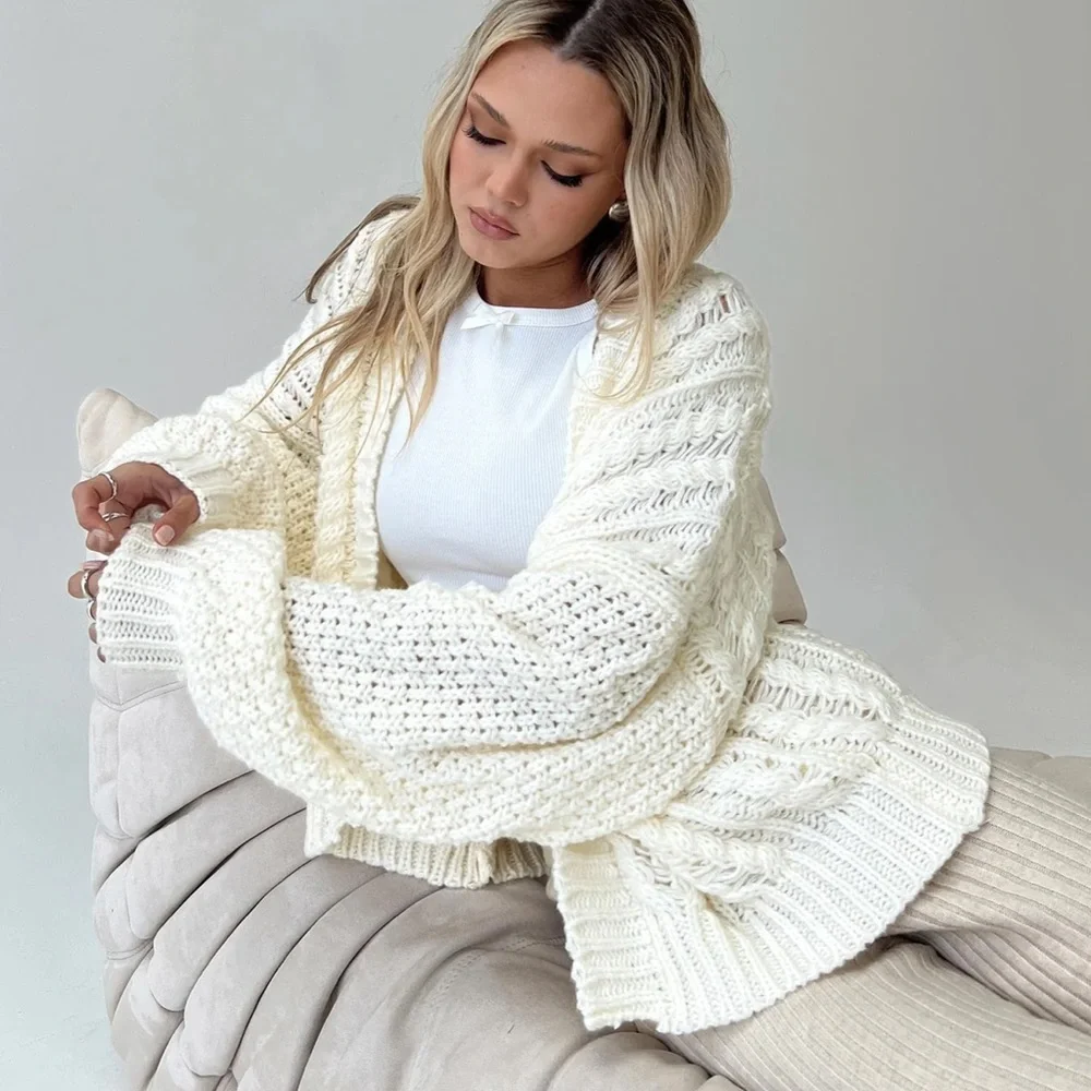 Princess Polly Cable Cardigan Cream / Size S/M - Picture 3 of 6